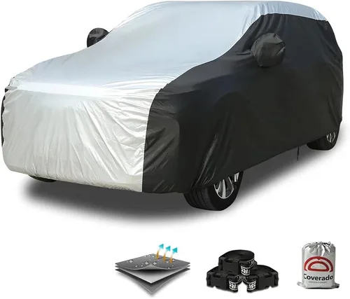 Vista 12 de Coverado Funda para Automóvil Impermeable para Todo Tipo de Clima, Fundas Exteriores Completas Ligeras 210D, Protección contra Nieve, Viento, Sol