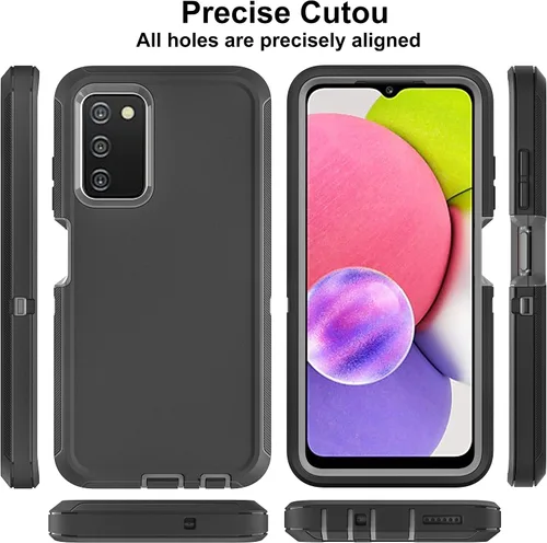 Vista 4 de Funda para teléfono Samsung Galaxy A03S, Galaxy A03S con 2 piezas de película nano a prueba de explosiones, 3 en 1, funda resistente a prueba