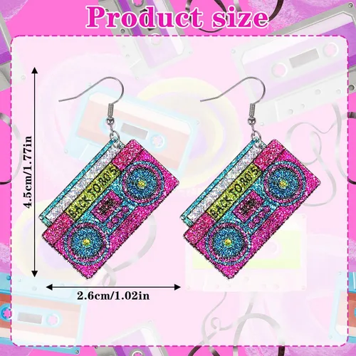 Vista 4 de Aretes de neón de los años 80 para mujer, aretes retro de los años 90, accesorios de los años 80 para mujeres, trajes de los años 90, decoraciones
