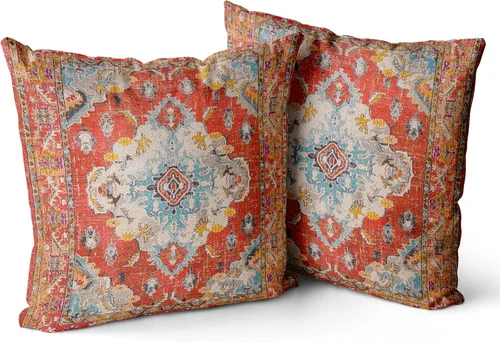 Vista 14 de Snycler Fundas de Almohada Decorativas Bohemias 16x16 pulgadas Juego de 2 Patrón de Alfombra Bohemia de Doble Cara Algodón Suave Funda de Cojín