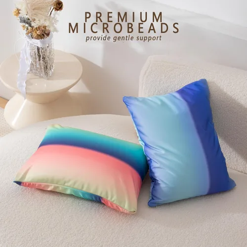Vista 7 de Almohada blanda de microcuentas para el cuello, con funda extraíble de 16 y 12 pulgadas, almohada suave de viaje para cama corporal, almohada