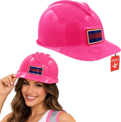 Vista 7 de Casco de construcción de plástico para adultos, sombrero duro de ingeniero, accesorio de disfraz de trabajador de carretera de constructor Naranja