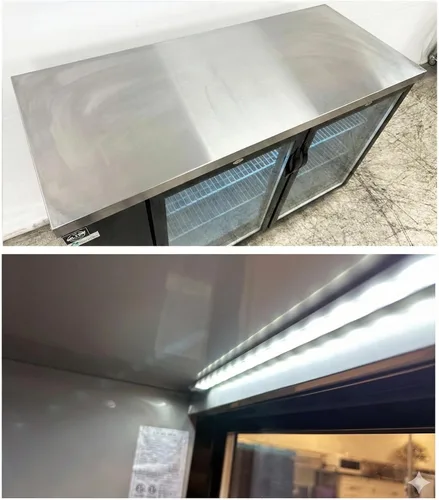 Vista 4 de Enfriador de barra trasera de cerveza 60 "Refrigerador comercial NSF Display Cooler 2 Puerta de vidrio 15.8 pies cúbicos 446 litros UUB24-2.12 oz