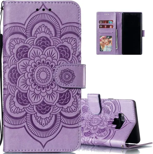 Vista 8 de LEECOCO - Funda para Galaxy Note 9 con diseño de mandala en relieve de piel sintética con tapa para cuaderno, estilo de libro, soporte magnético