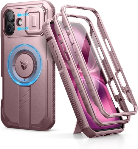 Vista 88 de Dexnor - Funda para iPhone 12 & iPhone 12 Pro con tapa deslizante para cámara, soporte ajustable y protector de pantalla integrado, carcasa