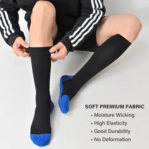 Vista 6 de COOPLUS Calcetines de compresión para mujeres y hombres, 20-30 mmHg, soporte de circulación hasta la rodilla, para enfermera, correr, atletismo