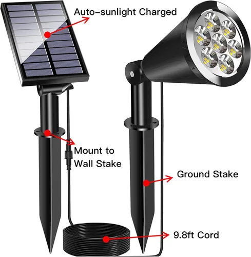 Vista 7 de MEIHONG Lámpara solar de techo para porche + focos solares de anochecer a amanecer, luces solares de paisaje, luces solares para jardín, porche