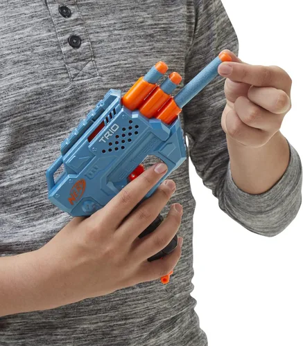 Vista 7 de Nerf Elite 2.0 Trio SD-3 Blaster – Incluye 6 dardos oficiales – 3 barriles – Riel táctico para personalizar la capacidad