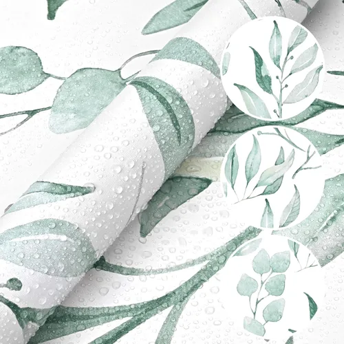 Vista 9 de WENMER Papel tapiz autoadhesivo de hojas verdes para despegar y pegar, papel de contacto floral extraíble de hojas de acuarela de 17.7 x 118