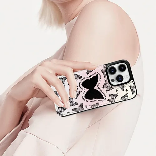 Vista 6 de Funda de piel con tapa para tarjetas compatible con iPhone 13 Pro de 6.1 pulgadas, para mujeres y niñas con tarjetero con función atril, doble