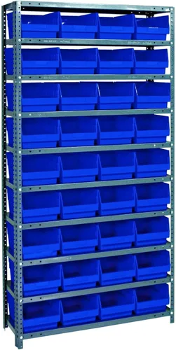 Vista 178 de Quantum QSBU-245BK Heavy Duty Shelving Unit with (7) Shelves and (24) QUS245 Black Bins for Garage Warehouse Storage Distribution 400 lb Load