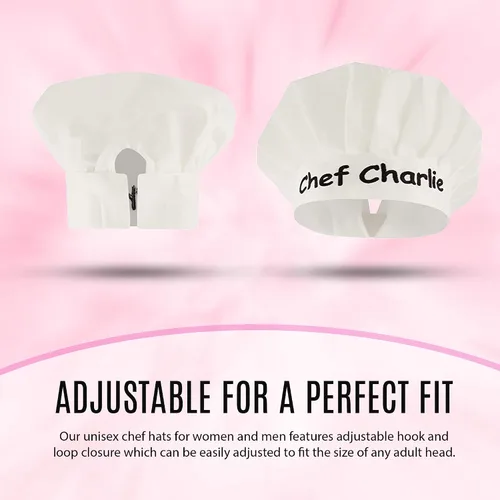 Vista 4 de Sombreros de chef personalizados para hombres y mujeres sombrero de chef personalizado con nombre bordado sombrero de cocina ajustable para adultos