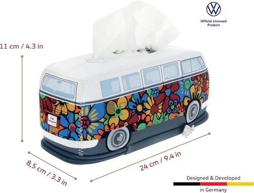 Vista 3 de BRISA VW Collection Volkswagen - Dispensador de neopreno para pañuelos de papel, pañuelos cosméticos o servilletas en diseño de autocaravana T1