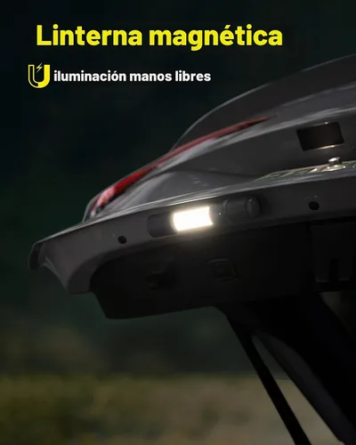 Vista 4 de HOTO Linterna de emergencia recargable, linterna LED magnética de altos lúmenes con interruptor de vidrio para ventana, cortador de cinturón