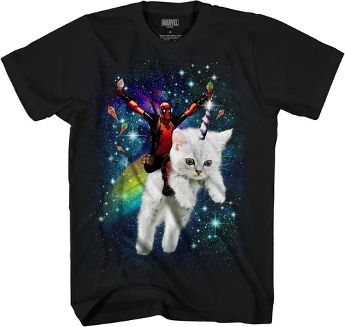 Vista 5 de Marvel Deadpool Space Trip Unicorn Kitty - Camiseta para adulto