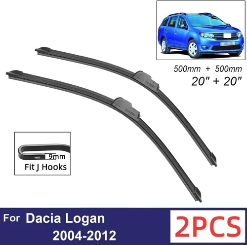 Vista 2 de Limpiaparabrisas delantero compatible con Dacia Logan 2004-2012, limpiaparabrisas delantero de goma suave, parabrisas automático de 20 pulgadas