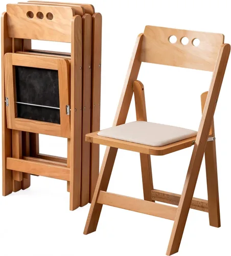 Vista 13 de Silla plegable de madera, color madera de fruta, juego de 2