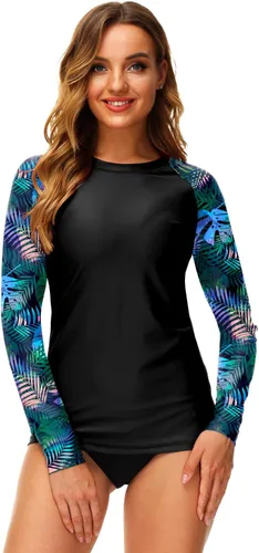 Vista 5 de Deerose Camiseta de natación con estampado UPF 50+ para mujer, camiseta de natación para surf