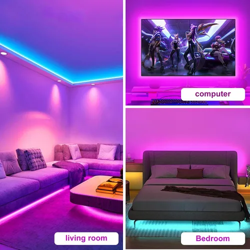 Vista 7 de Luces LED para retroiluminación LED de TV, tira de luz LED de TV de 13.1 pies para luces de TV de 45 a 60 pulgadas que cambian con retroiluminación