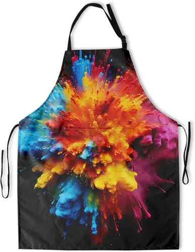 Vista 31 de Delantal impreso delantales de pintura de poliéster con bolsillo para cocinar cocina a la parrilla adultos