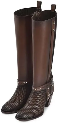 Vista 7 de Cuadra Botas altas para mujer en piel auténtica marrón 4V03RS