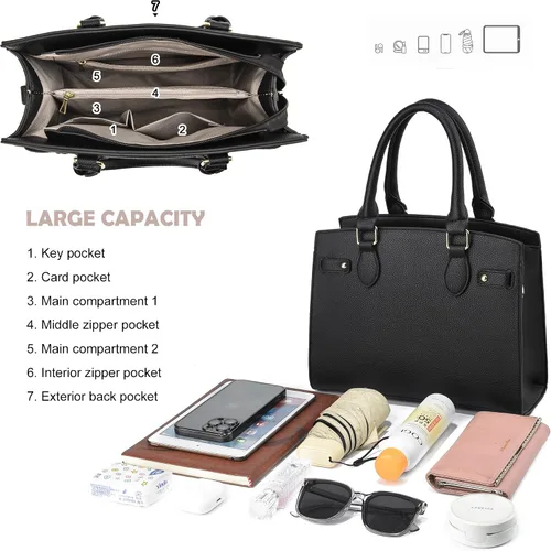 Vista 5 de Carteras y bolsos para mujer, bolso de mano de moda con asa superior
