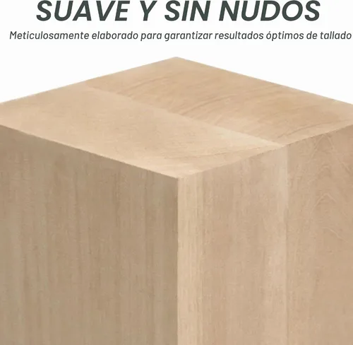 Vista 4 de BeaverCraft Bloques de tallado de tilo BW1 Bloque de madera grande de 10 x 4 x 4 pulgadas, madera de corte suave, madera de tilo para tallar, madera