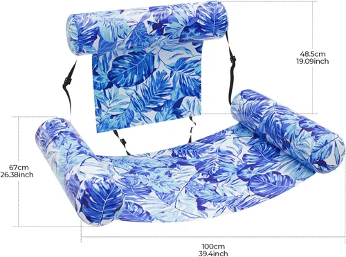 Vista 6 de Flotador inflable de piscina para adultos – Silla flotante resistente y fideos de piscina para verano, playa, lago y fiestas en la piscina – Cómodo