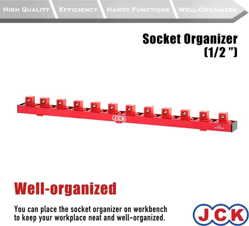 Vista 2 de JCK Organizador de Dados de Aluminio de Calidad Profesional (Dado de 1/2") con tira de diseño especial y pernos de posicionamiento giratorio de 360