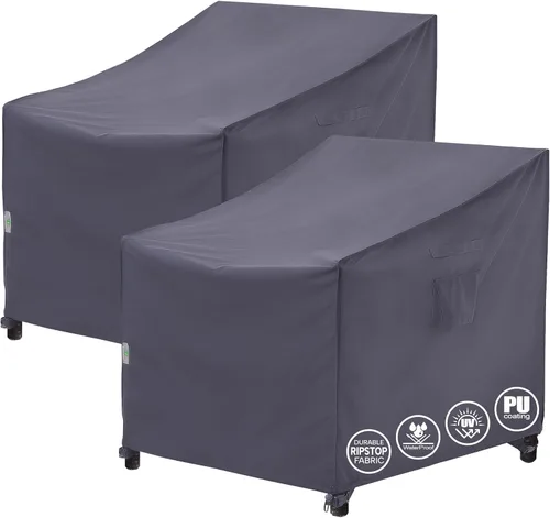 Vista 14 de F&J Outdoors Funda impermeable resistente a los rayos UV, respaldo alto, 4 sillas apilables, 27 pulgadas de ancho x 34 pulgadas de profundidad x 41