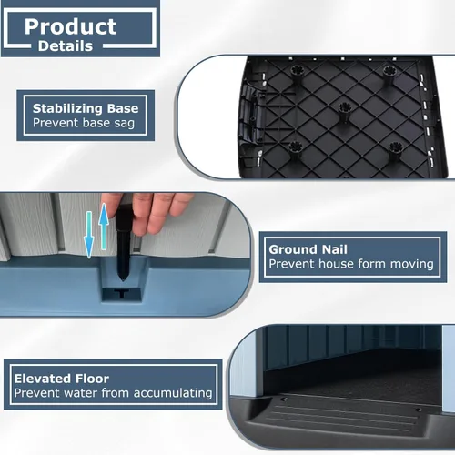 Vista 5 de LEMBERI Casa de perro de plástico impermeable duradera para perros de tamaño pequeño a mediano, caseta para perros para interiores y exteriores