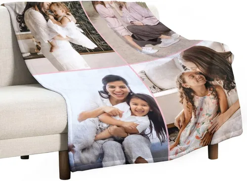 Vista 2 de Manta personalizada con texto fotográfico, regalo personalizado, 1-10 imágenes, manta personalizada para madre, padre, familia, amigos, Navidad