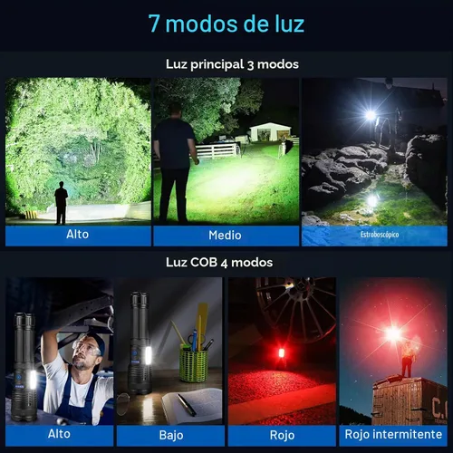 Vista 3 de KINGCAESAR - Linternas de 90,000 lúmenes altos, paquete de 2, linterna recargable ultra brillante con 7 modos de luz, luz LED con alta potencia