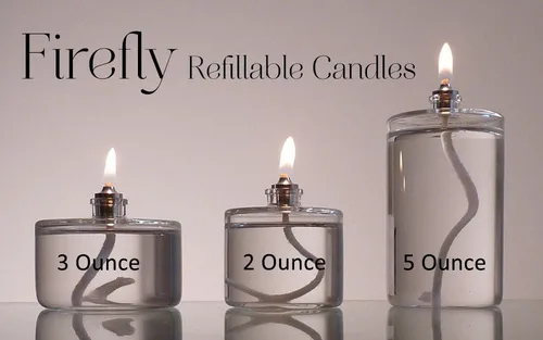 Vista 3 de Firefly velas líquidas de vidrio recargables de 2 onzas, 3 onzas y 5 onzas - Velas de emergencia tamaño votivo - Repuesto de células de combustible