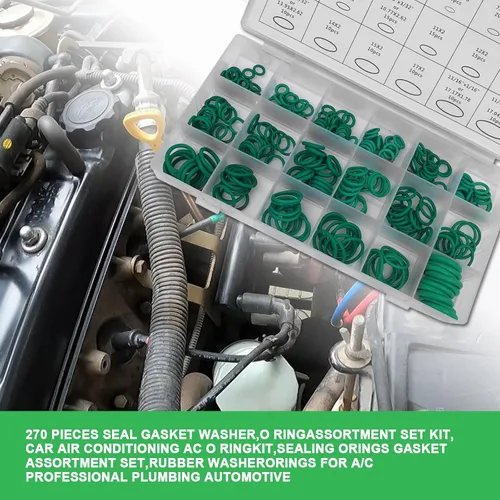 Vista 7 de Kit de juntas tóricas de aire acondicionado para automóvil, conjunto surtido de juntas de orings de sellado, 270 piezas, arandela de junta