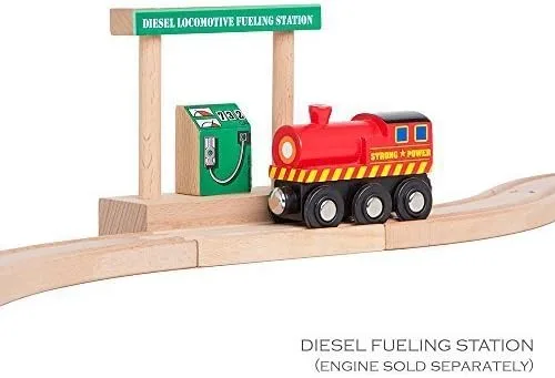 Vista 3 de Torre de agua, tolva de carbón, estación de combustible diésel, paquete combinado para ferrocarril de madera compatible con Thomas, Chuggington, Brio