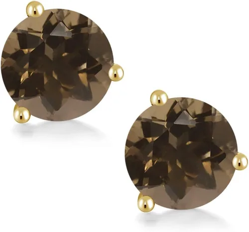 Vista 128 de Gem Stone King Aretes de oro de 14 quilates, 0.236 in, piedra natal redonda, Martini, 3 puntas, aretes de oro para mujer