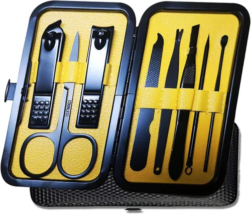 Vista 8 de Kit de manicura y pedicura 18 en 1, cortador de uñas de acero inoxidable de alta precisión, tijeras afiladas para hombres y mujeres, tijeras Azul_18