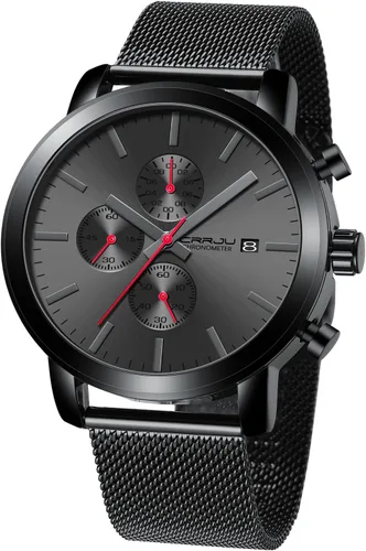 Vista 10 de CRRJU Mens Stylish Casual Quartz Watches for Men Luxury Waterproof Calendar Chronograph Japan Movement Wristwatches