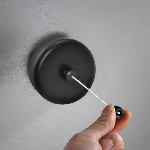 Vista 2 de SUS304 Tendedero retráctil con cuerda de ropa de nylon ajustable para cuarto de baño Lavandería Hoteles (negro)