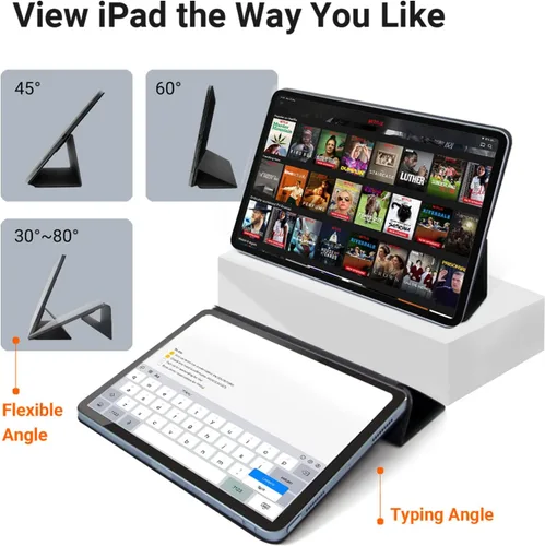 Vista 3 de Funda magnética para iPad para iPad, soporte triple ultra delgado, folio para iPad, compatible con apagado y encendido automático, compatible