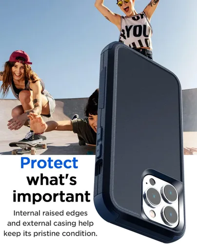 Vista 3 de AICase Funda resistente para iPhone 13 Pro Max/12 Pro Max, resistente de 3 capas de protección de grado militar, a prueba de golpes y caídas