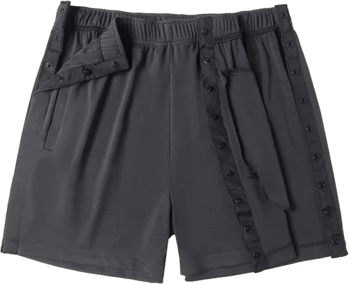 Vista 9 de Deyeek Pantalones cortos para hombre, pantalones cortos de recuperación de rodilla con bolsillos para hombre, adaptativos, posteriores a la cadera