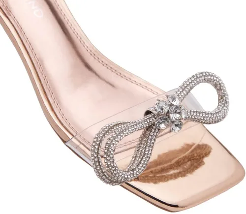 Vista 3 de Shoe Land SL-Melinda - Sandalias de tacón bajo para mujer, con puntera abierta, correa al tobillo, sandalias clásicas de tacón corto grueso