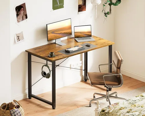 Vista 2 de Casaottima Escritorio de computadora pequeño de 40 pulgadas para oficina en casa, mesa de estudio para espacios pequeños, escritorio simple