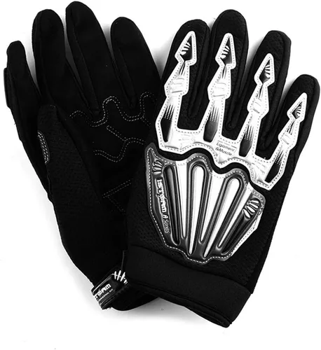 Vista 3 de Guantes de diseño de esqueleto, para motocross, moto BMX, MX, ATV, verde, S, Negro