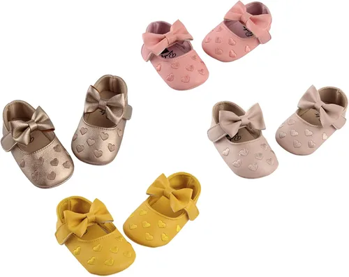 Vista 2 de DEBAIJIA Zapatos de princesa para bebé diseño de flores de primavera y lazo diseño de lunares corona encaje suela suave antideslizante de cuero a