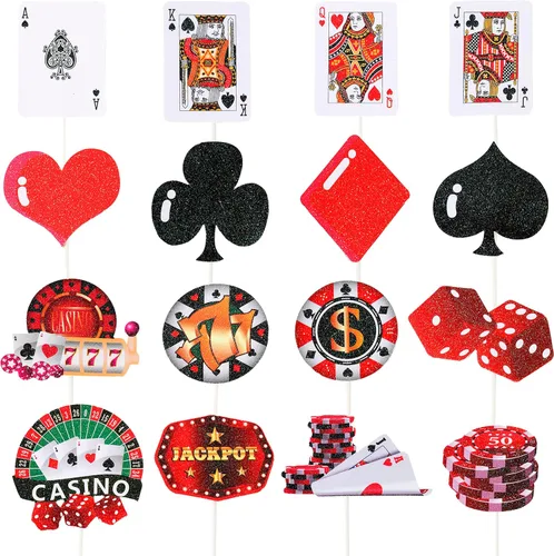 Vista 3 de 58 decoraciones de fiesta de póquer de casino, guirnalda de pancarta de cumpleaños con temática de póquer, globos de aluminio, pompones de nido