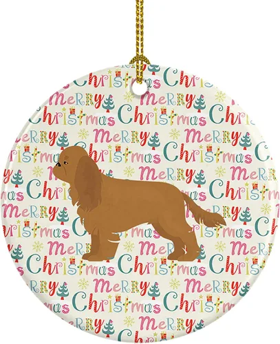 Vista 33 de Caroline's Treasures Abyssinian Sand Terrier - Adorno de cerámica para colgar en el árbol de Navidad, para el hogar, Navidad, fiestas, regalo, 3