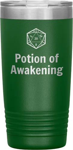 Vista 6 de Vaso D20 Potion of Awakening de 20 onzas, regalo novedoso para D&D Cup Dnd Dungeons and Dragons, vasos aislados Negro